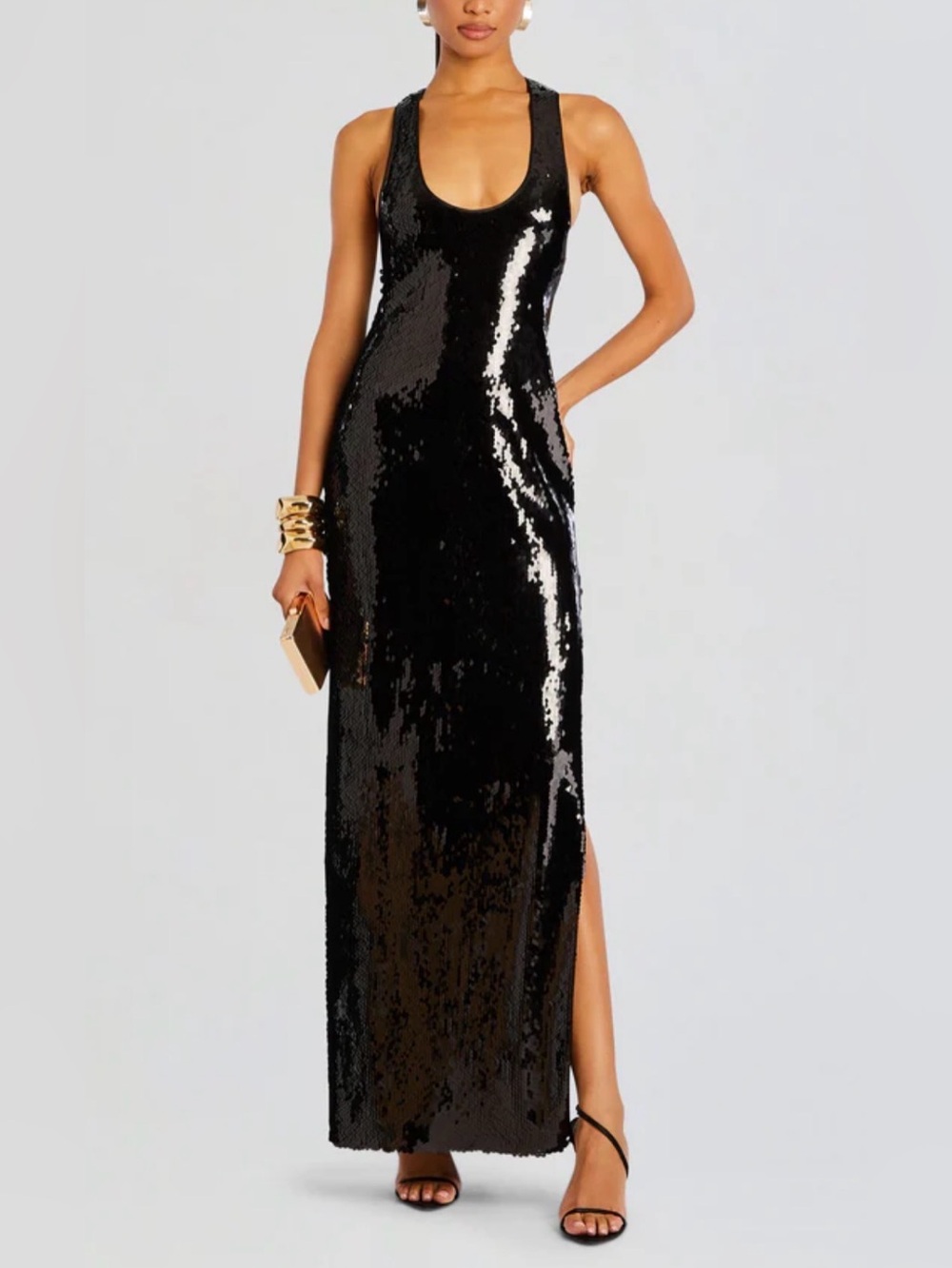 Retrofete Black Sequin Maxi Dress